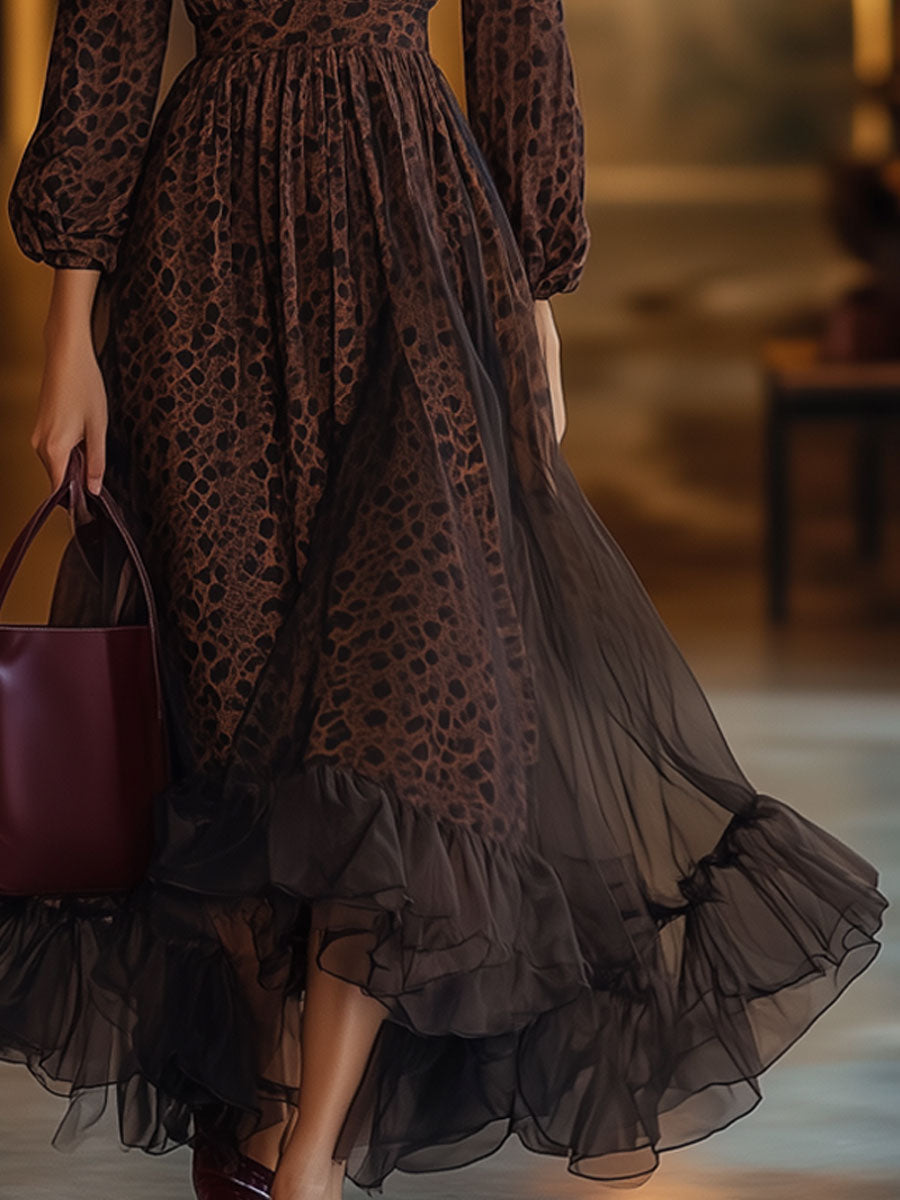 Vestido largo vintage estampado de serpiente